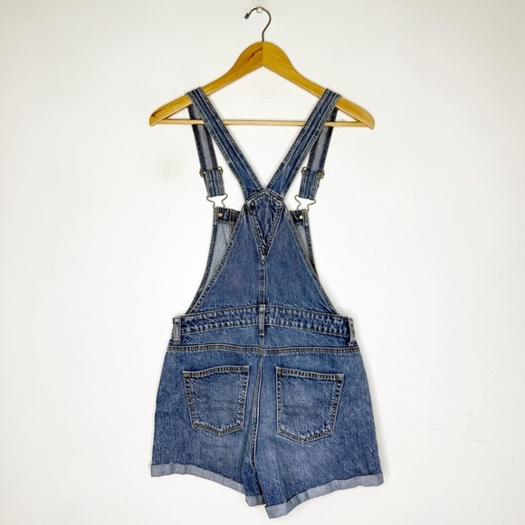 American Eagle AE Short Alls Denim Overall Shorts Size 4 - Picture 2 of 6
